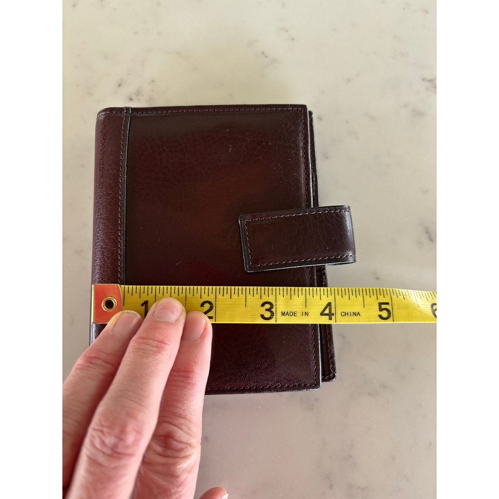 Tumi Mens Burgundy Leather Bifold Wallet with Tab Closure Mahogany Card Holder - Picture 8 of 9